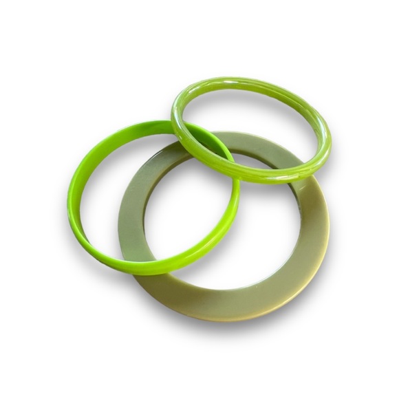 SET OF 3 Vintage Lime green Bangle Bracelets - Picture 5 of 11
